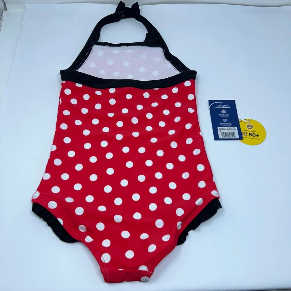 RuffleButts Girls Size 6 Red Polka Dot Halter One Piece Swimsuit NWT